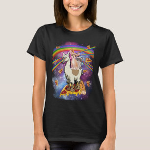 Chihuahua Cat Riding Llama In Galaxy T-Shirt