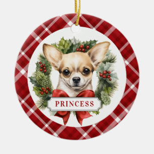 Chihuahua Ceramic Circle Ornament