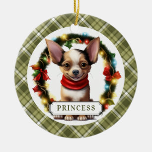 Chihuahua Ceramic Circle Ornament