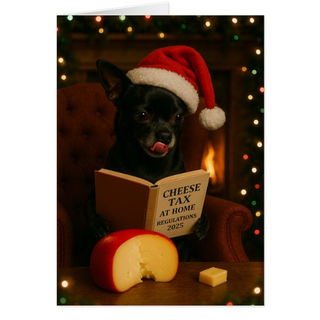 Chihuahua 'Cheese Tax' Christmas card (Front)