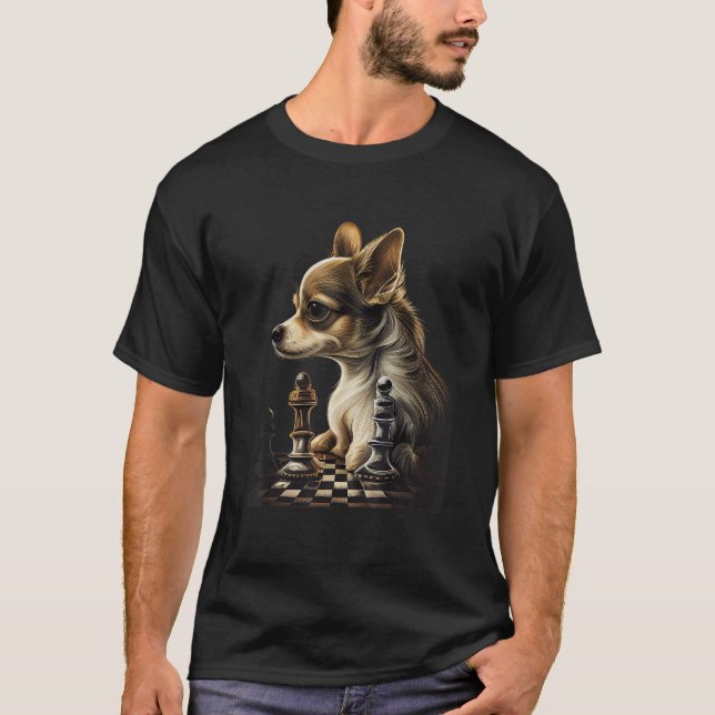 Chihuahua Chess Chess Player Board Queen King Dog T-Shirt (Front)