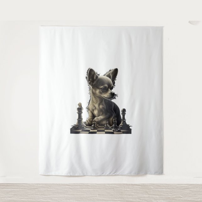 Chihuahua  Chess  Chess Player  Board  Queen  Tapestry (Front)