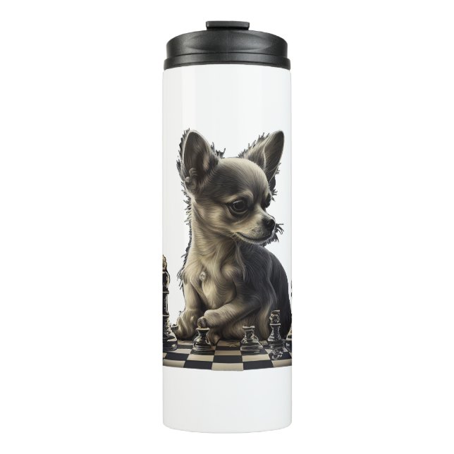 Chihuahua  Chess  Chess Player  Board  Queen  Thermal Tumbler (Front)