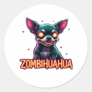 Chihuahua Chi Chichi Chiwawa Zombie Dog Halloween  Classic Round Sticker