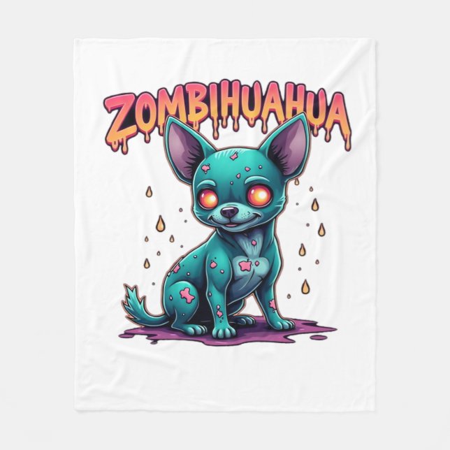 Chihuahua Chi Chichi Chiwawa Zombie Dog Halloween  Fleece Blanket (Front)