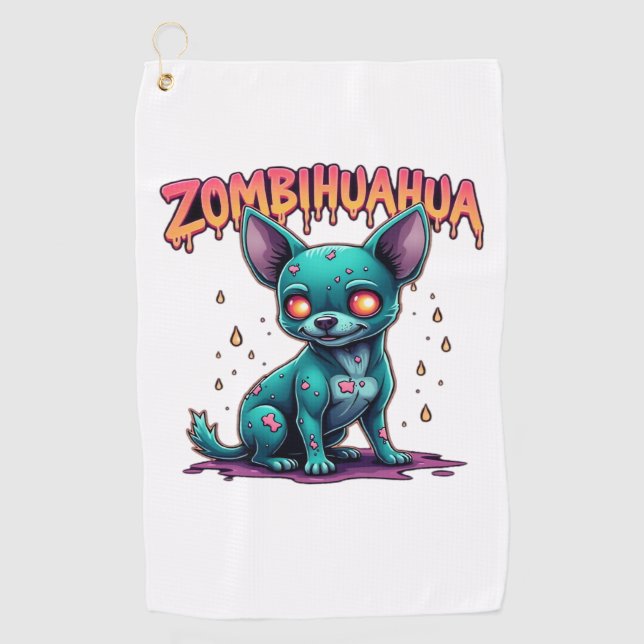 Chihuahua Chi Chichi Chiwawa Zombie Dog Halloween  Golf Towel (Front)