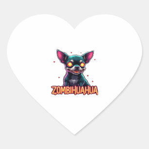 Chihuahua Chi Chichi Chiwawa Zombie Dog Halloween  Heart Sticker