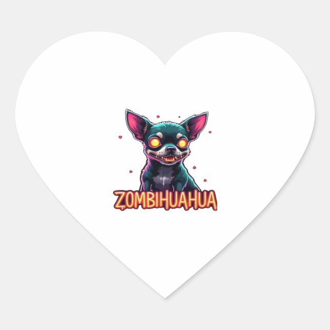 Chihuahua Chi Chichi Chiwawa Zombie Dog Halloween  Heart Sticker (Front)