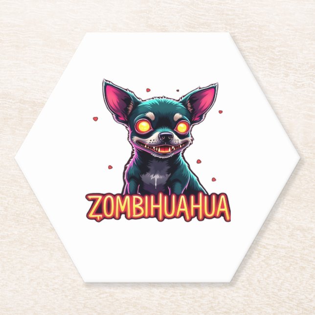 Chihuahua Chi Chichi Chiwawa Zombie Dog Halloween  Paper Coaster (Front)