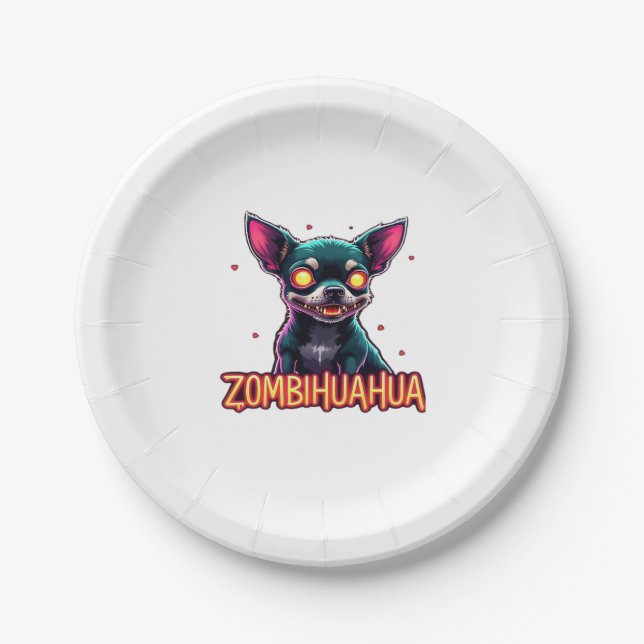 Chihuahua Chi Chichi Chiwawa Zombie Dog Halloween  Paper Plate (Front)