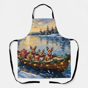 Chihuahua Christmas Boat Holiday Apron