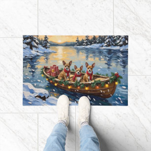 Chihuahua Christmas Boat Holiday Doormat