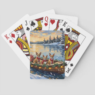 Chihuahua Christmas Boat Holiday Playing Cards