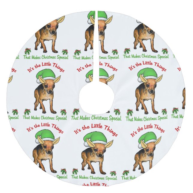 Chihuahua Christmas Brushed Polyester Tree Skirt (Front)