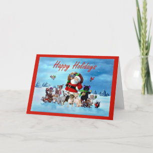 Chihuahua Christmas Card Santa and Animals