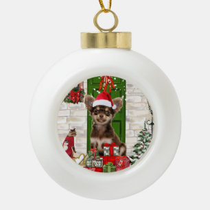 Chihuahua Christmas Ceramic Ball Christmas Ornament