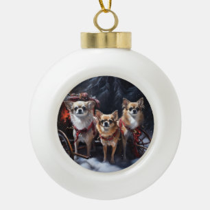 Chihuahua Christmas Ceramic Ball Christmas Ornament
