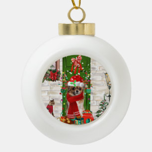 Chihuahua Christmas Ceramic Ball Christmas Ornament
