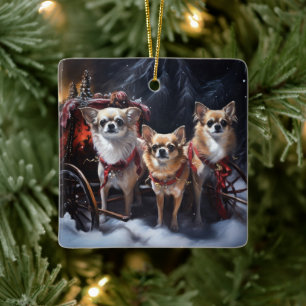 Chihuahua Christmas Ceramic Ornament