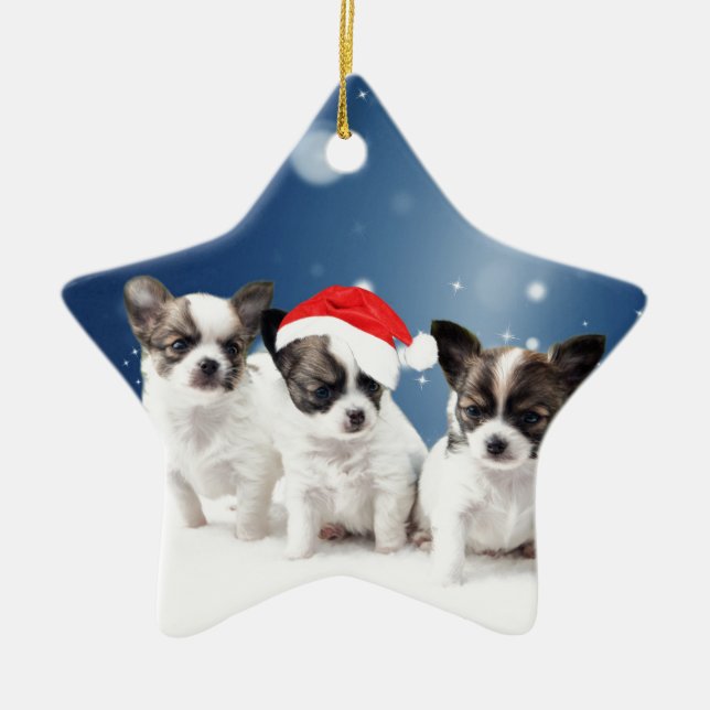 Chihuahua Christmas Ceramic Tree Decoration (Front)
