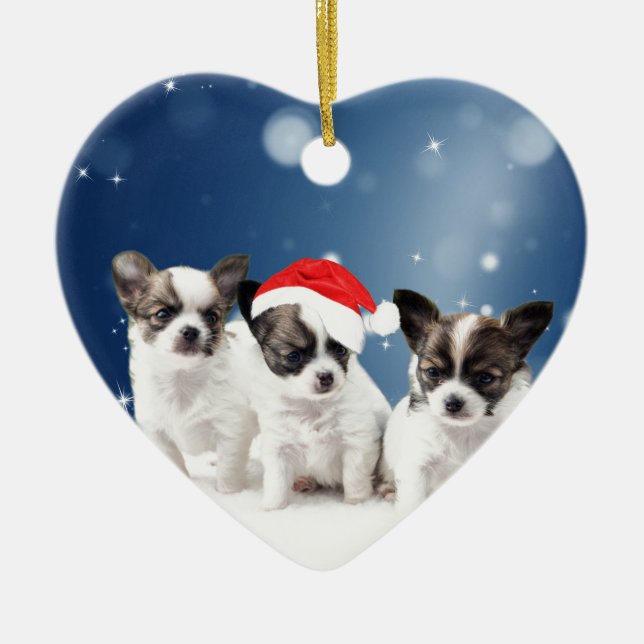 Chihuahua Christmas Ceramic Tree Decoration (Front)
