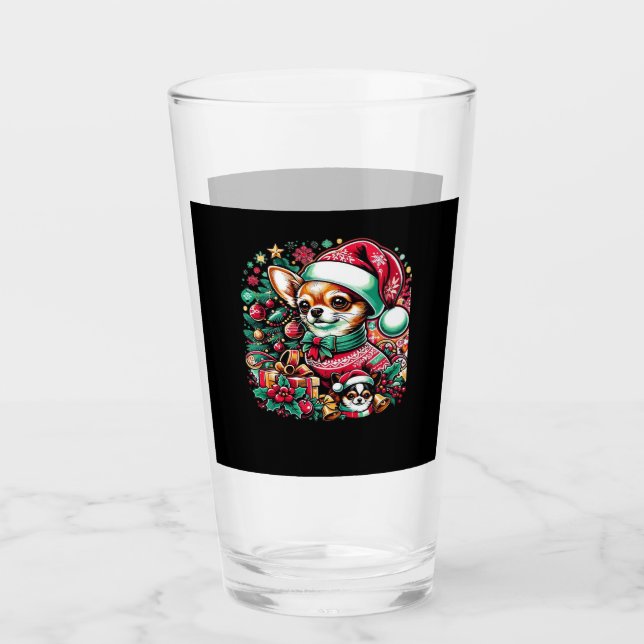 Chihuahua Christmas Cheer! Classic T-Shirt Glass (Front)