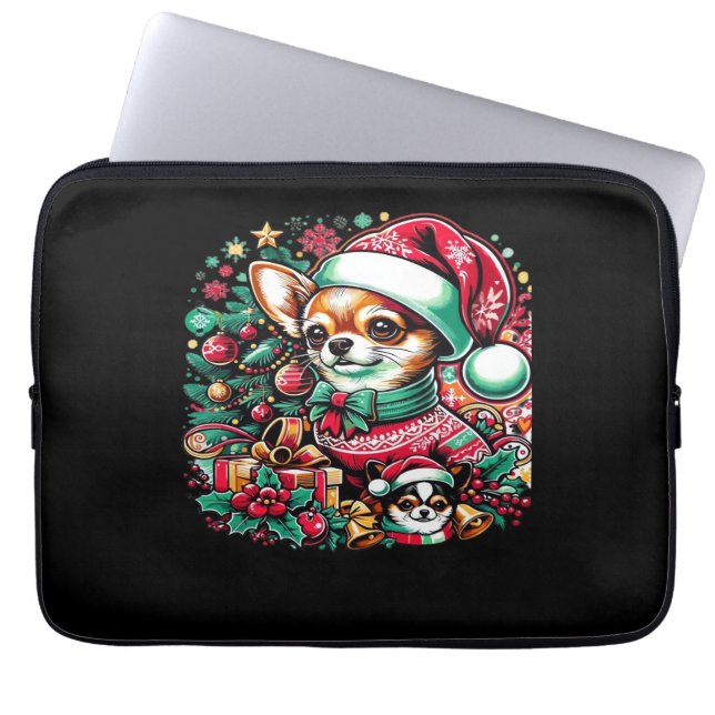 Chihuahua Christmas Cheer! Classic T-Shirt Laptop Sleeve (Front)