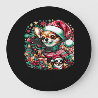 Chihuahua Christmas Cheer! Classic T-Shirt Large Clock