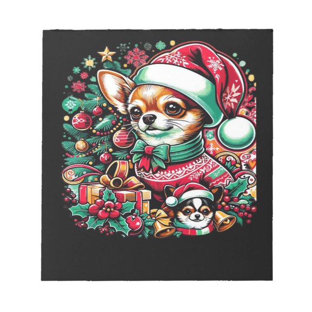 Chihuahua Christmas Cheer! Classic T-Shirt Notepad (Front)