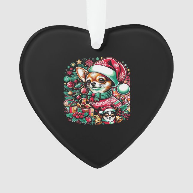 Chihuahua Christmas Cheer! Classic T-Shirt Ornament (Front)