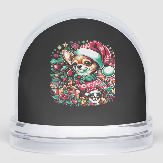 Chihuahua Christmas Cheer! Classic T-Shirt Snowglobe (Front)