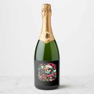 Chihuahua Christmas Cheer! Classic T-Shirt Sparkling Wine Label