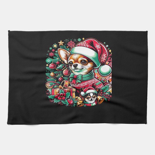 Chihuahua Christmas Cheer! Classic T-Shirt Tea Towel (Horizontal)