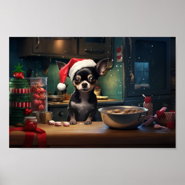 Chihuahua Christmas Cookies Holiday Poster (Front)