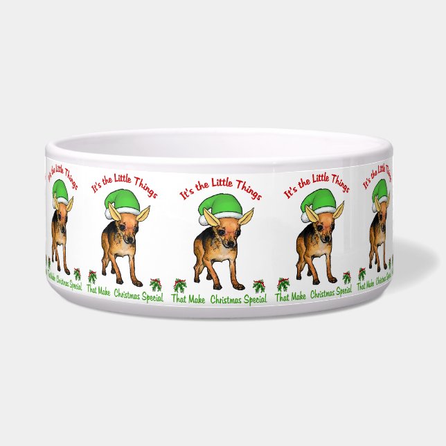 Chihuahua Christmas Dog Bowl (Front)