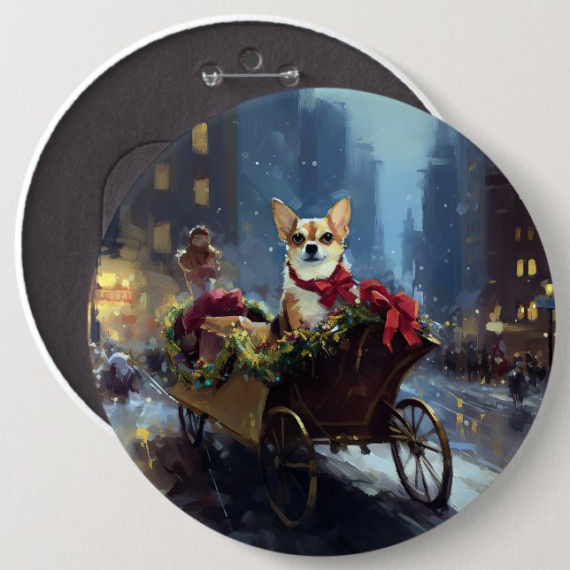 chihuahua Christmas Festive Season 6 Cm Round Badge (Front & Back)