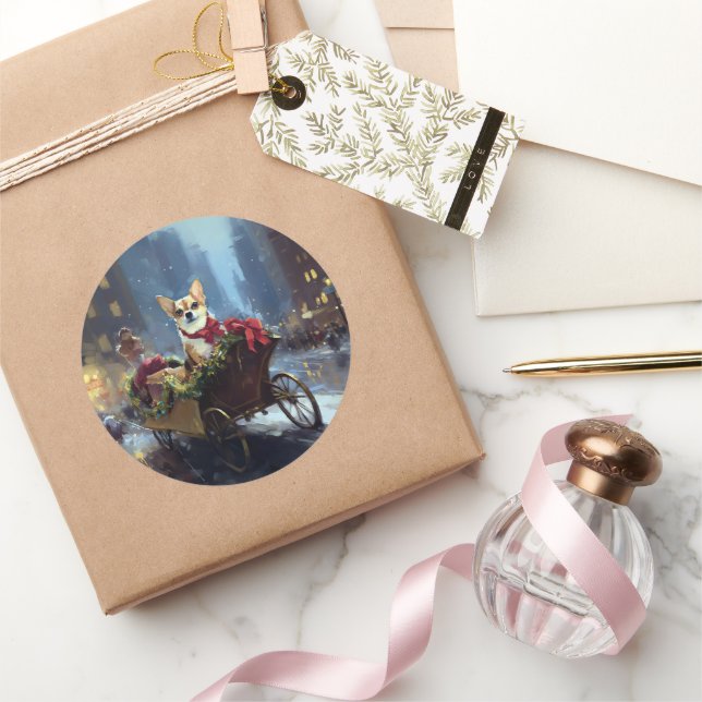 chihuahua Christmas Festive Season Classic Round Sticker (Gifting)