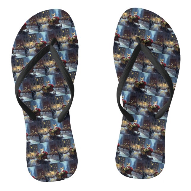 chihuahua Christmas Festive Season Flip Flops (Footbed)