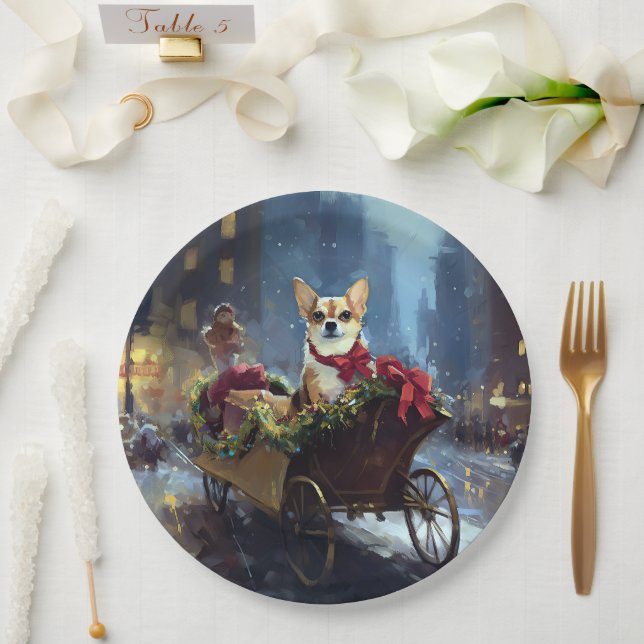 chihuahua Christmas Festive Season Paper Plate (Wedding)