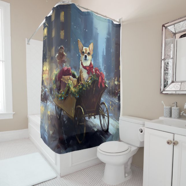 chihuahua Christmas Festive Season Shower Curtain (In Situ)