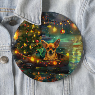 Chihuahua Christmas Festive Voyage 6 Cm Round Badge