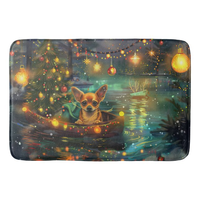 Chihuahua Christmas Festive Voyage Bath Mat (Front)