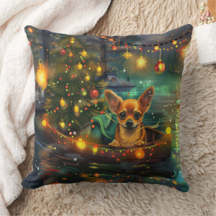Chihuahua Christmas Festive Voyage Cushion