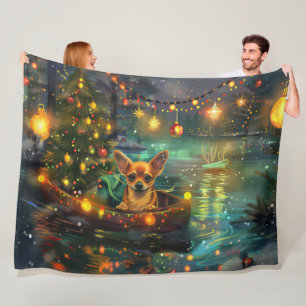 Chihuahua Christmas Festive Voyage Fleece Blanket