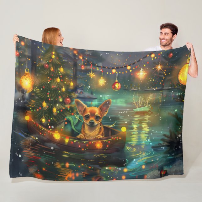 Chihuahua Christmas Festive Voyage Fleece Blanket (In Situ)