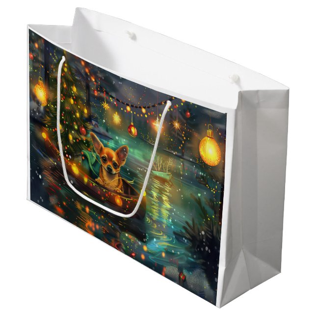 Chihuahua Christmas Festive Voyage Large Gift Bag (Front Angled)