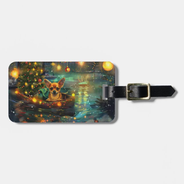 Chihuahua Christmas Festive Voyage Luggage Tag (Front Horizontal)