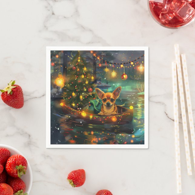 Chihuahua Christmas Festive Voyage Napkin (Insitu)