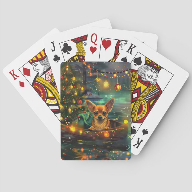 Chihuahua Christmas Festive Voyage Playing Cards (Back)