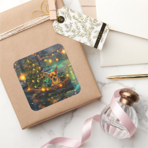 Chihuahua Christmas Festive Voyage Square Sticker